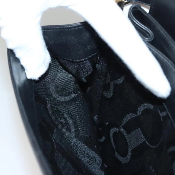 Salvatore Ferragamo Hand Bag Leather Black Gold Auth BD2131 - Picture 13 of 16